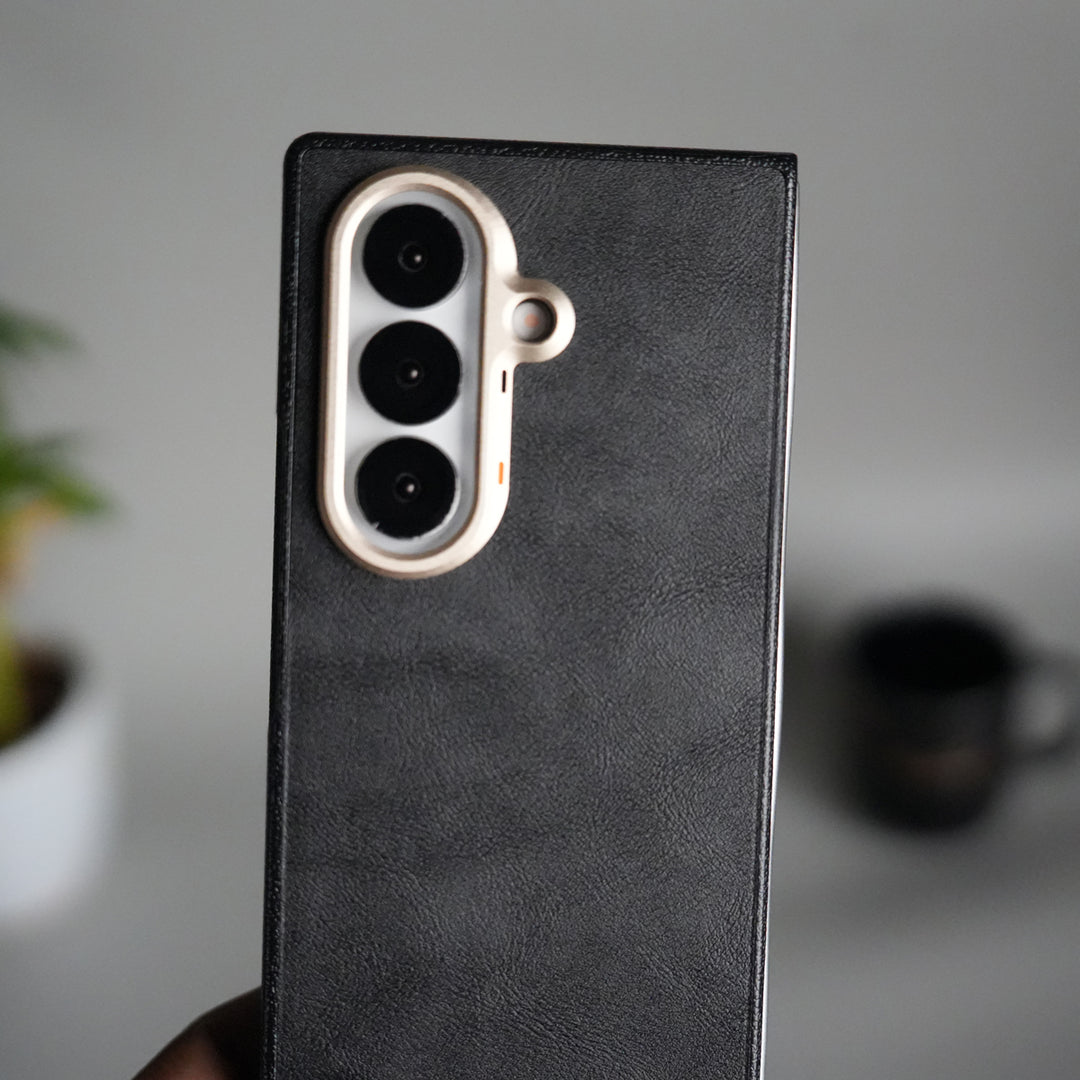 Galaxy Z Fold 7 Premium PU Leather Back Case with Front Frame | Slim & Elegant Design