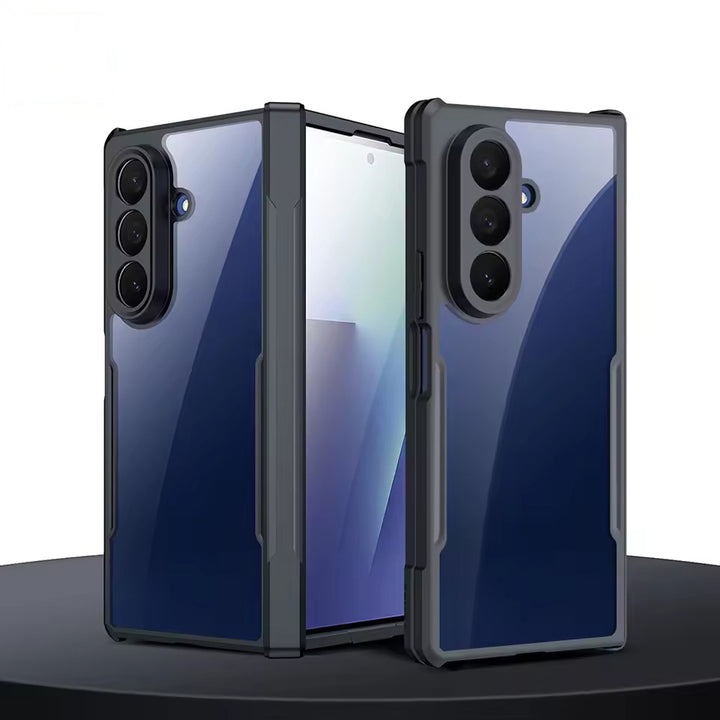 Galaxy Z Fold 7 Shockproof Airbags Bumper Transparent Back Case Cover | Hinge Protection