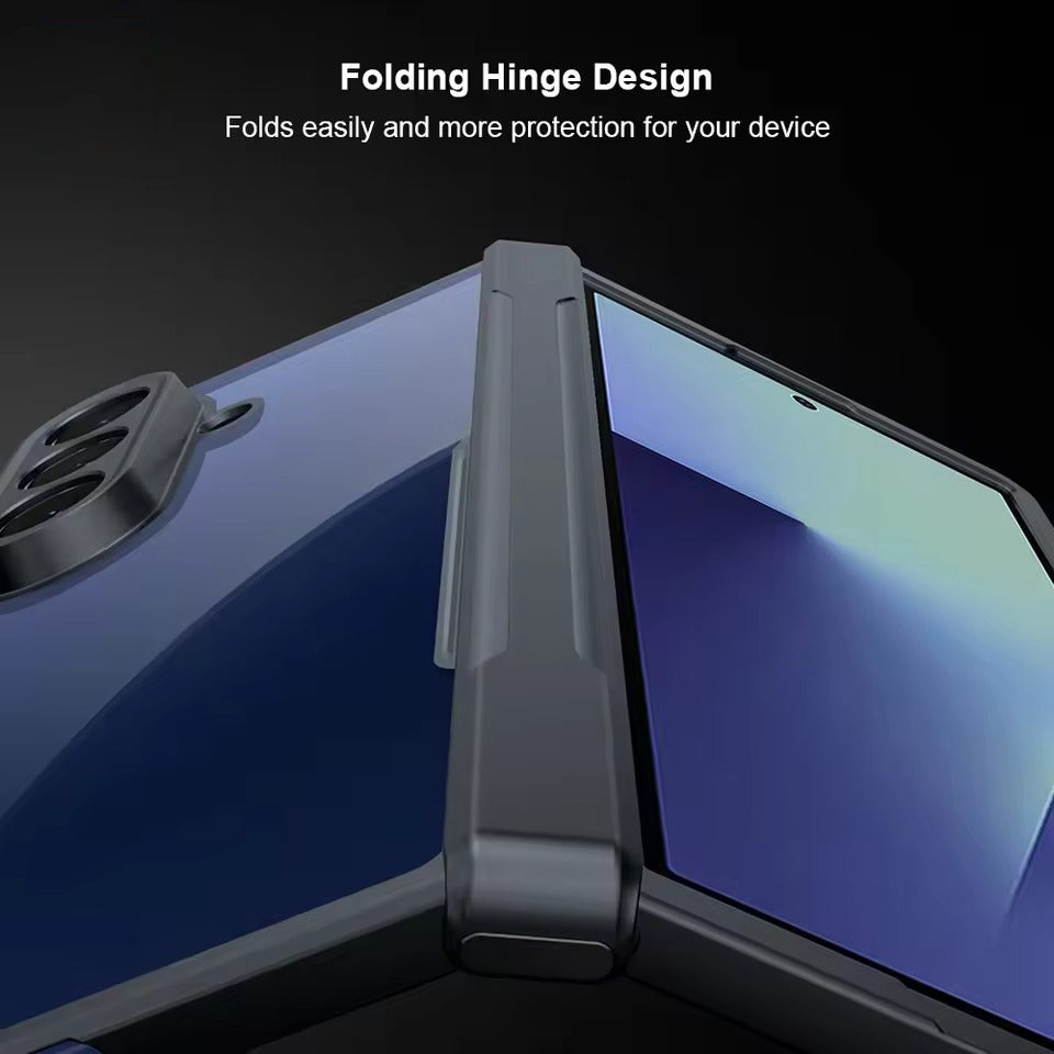 Galaxy Z Fold 7 Shockproof Airbags Bumper Transparent Back Case Cover | Hinge Protection