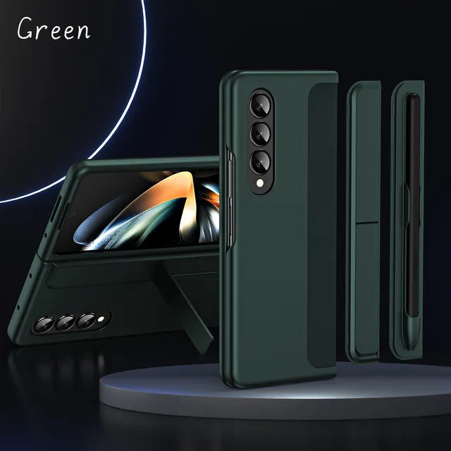 Samsung Galaxy Z Fold 4 Matte Finish Detachable Pen Holder Kickstand Case Cover