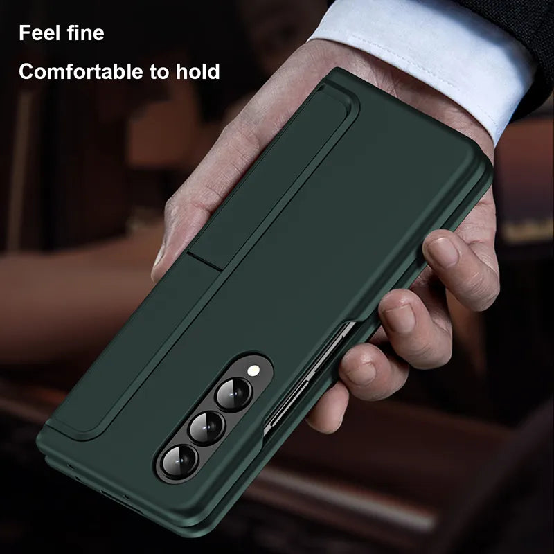 Samsung Galaxy Z Fold 4 Matte Finish Detachable Pen Holder Kickstand Case Cover