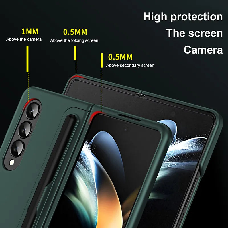 Samsung Galaxy Z Fold 4 Matte Finish Detachable Pen Holder Kickstand Case Cover
