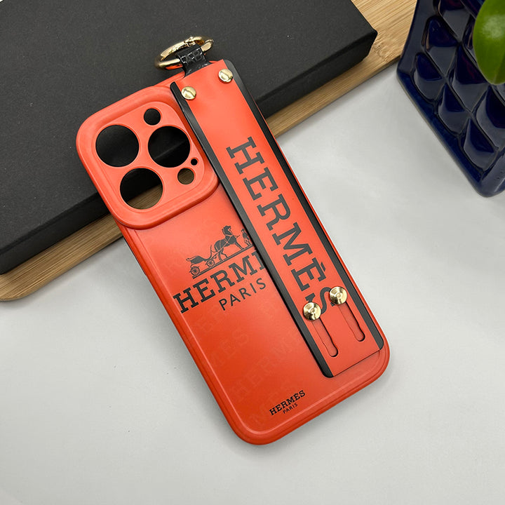 iPhone Luxury Brand HRMS Strap Holder Case Cover Orange