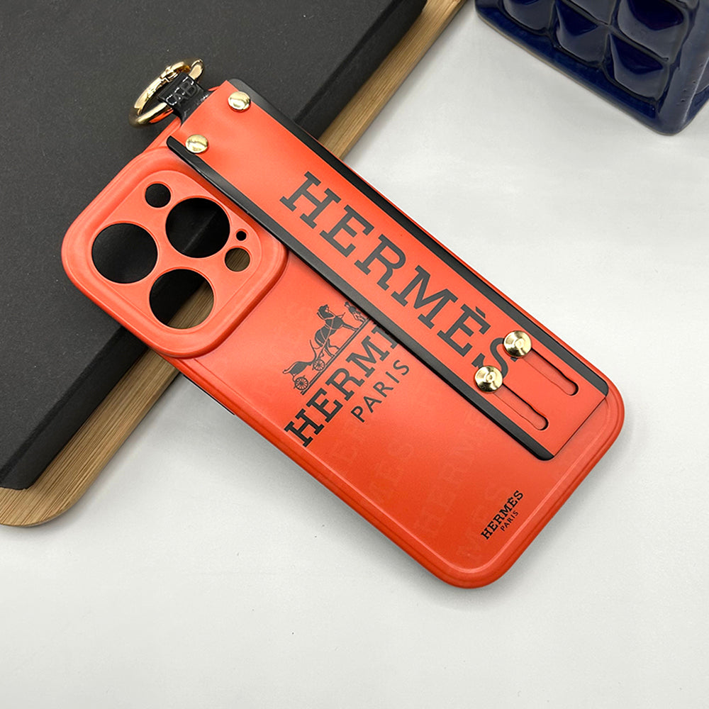 iPhone Luxury Brand HRMS Strap Holder Case Cover Orange