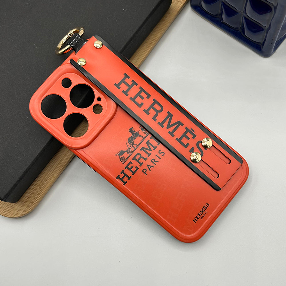iPhone Luxury Brand HRMS Strap Holder Case Cover Orange