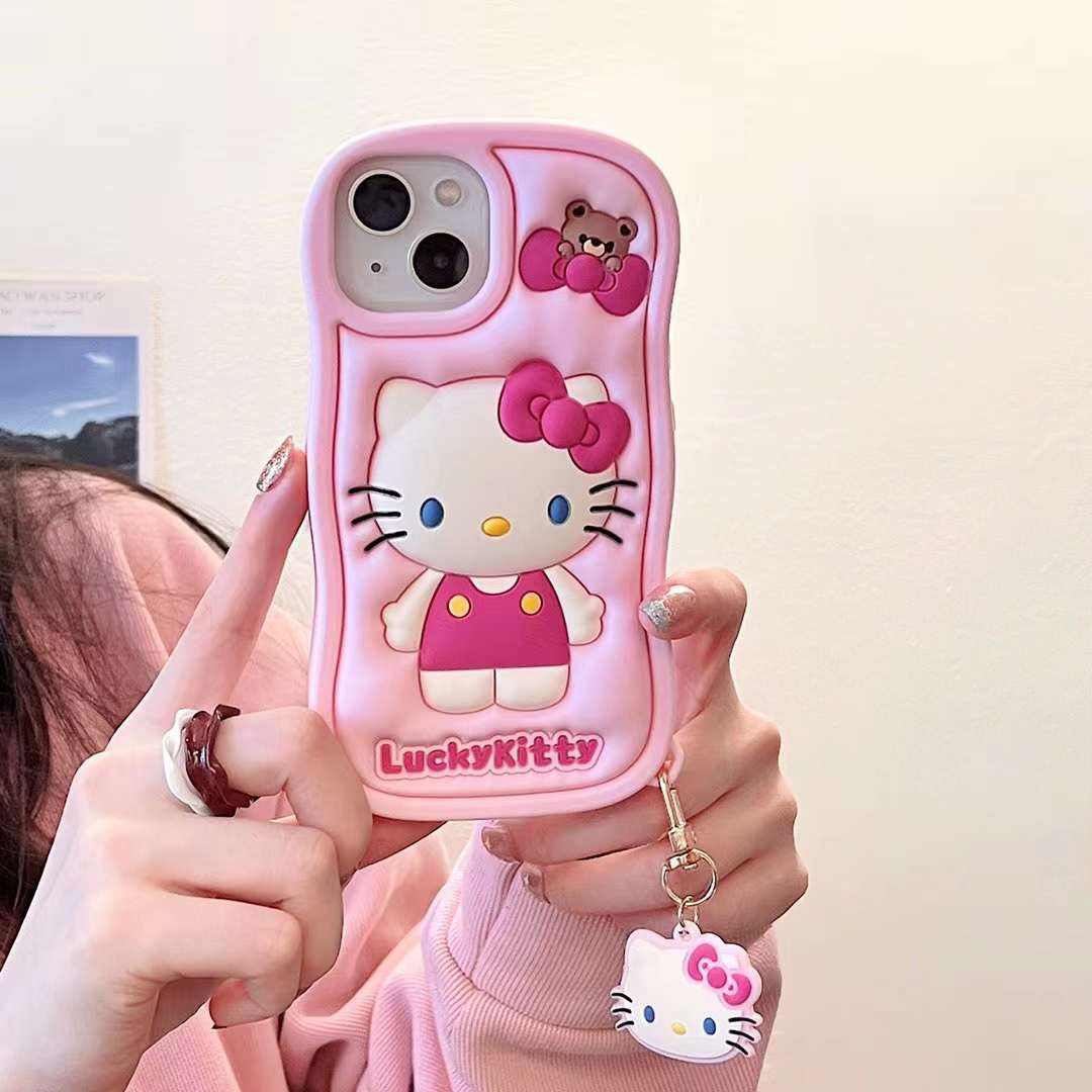 iPhone Cute 3D Lucky Kitty Soft Silicone Case Cover
