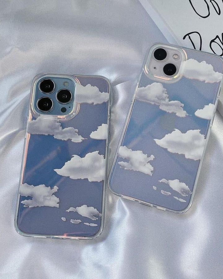 iPhone 15 Series Holographic Cloud Pattern Case Cover