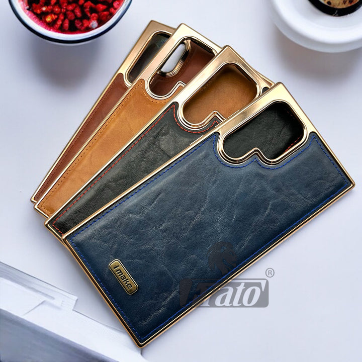 Samsung Galaxy S22 Ultra Chrome Plated PU leather Case Cover