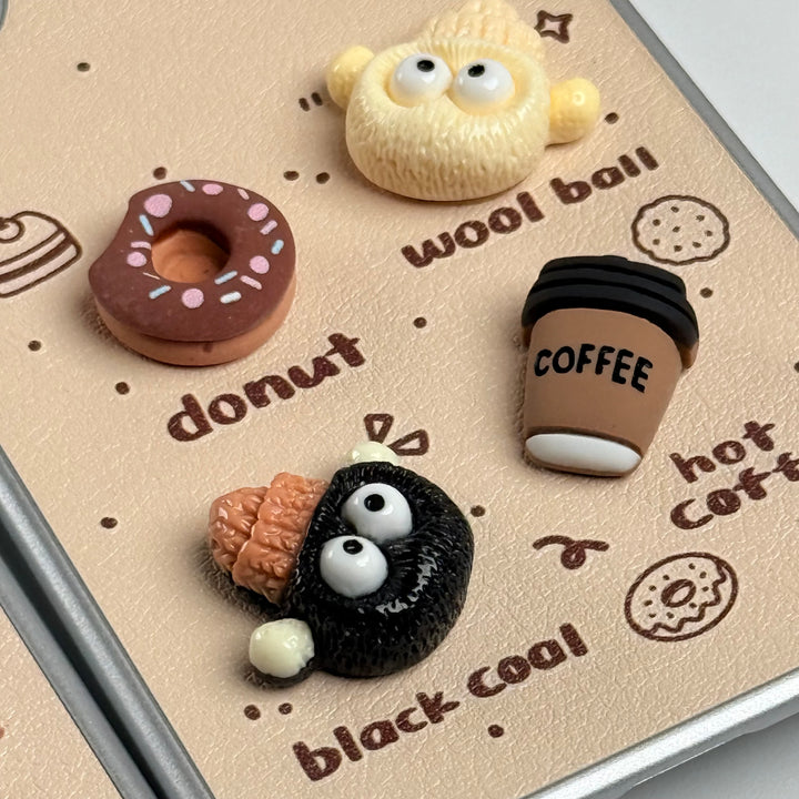 Samsung Galaxy S24 Ultra Donut Wool Coal Coffee Teddy Cover With Charm Holder