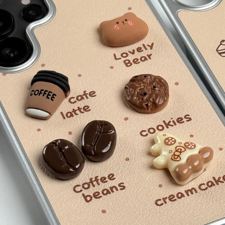 Samsung Galaxy S24 Ultra Donut Wool Coal Coffee Teddy Cover With Charm Holder