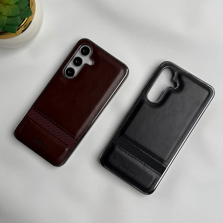 Samsung Galaxy S23 Cloth Stripe PU Leather Side Chrome Case Cover