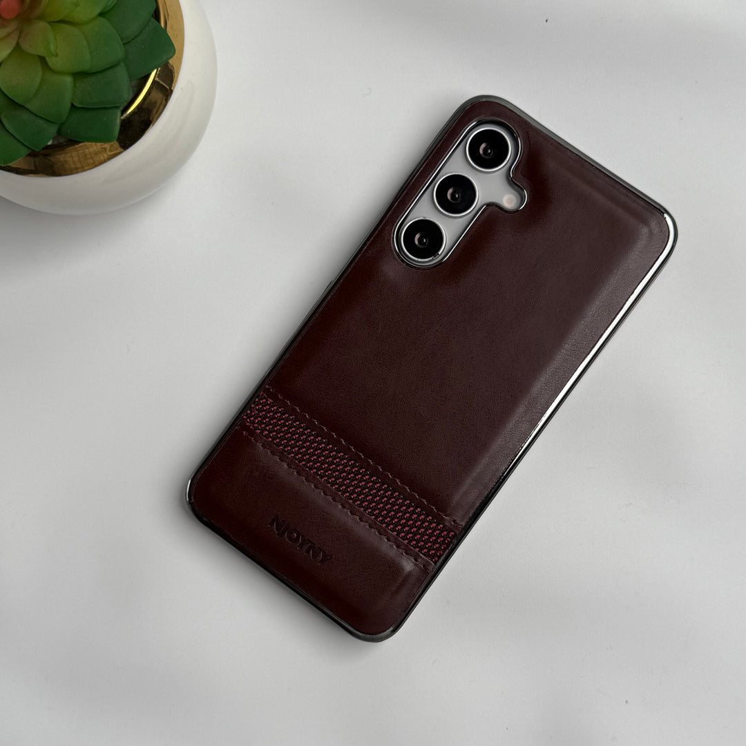 Samsung Galaxy S23 Cloth Stripe PU Leather Side Chrome Case Cover