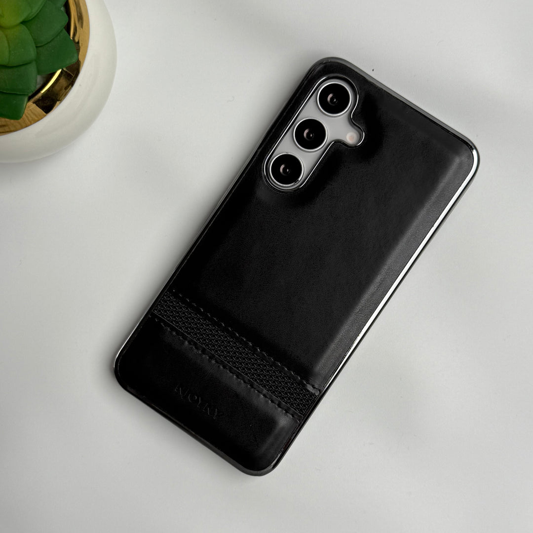 Samsung Galaxy S23 Cloth Stripe PU Leather Side Chrome Case Cover