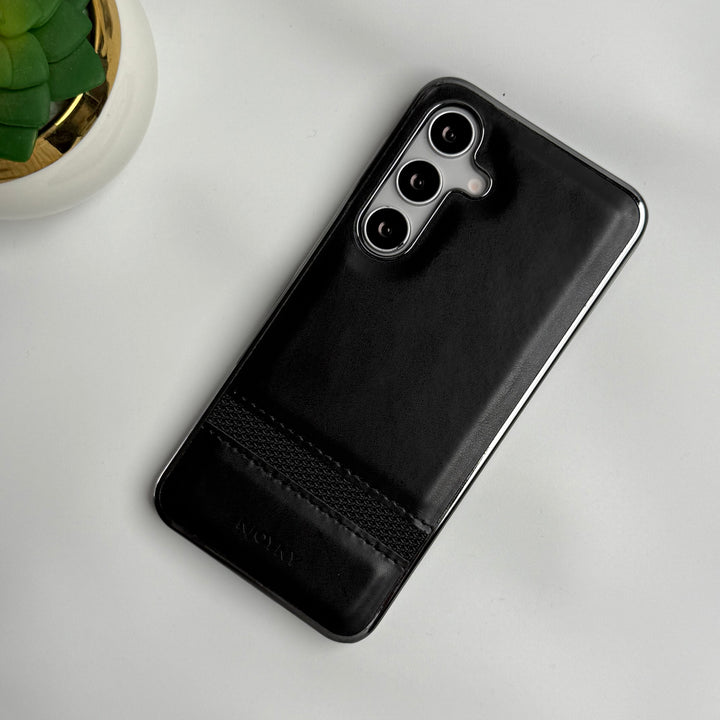 Samsung Galaxy S23 Cloth Stripe PU Leather Side Chrome Case Cover