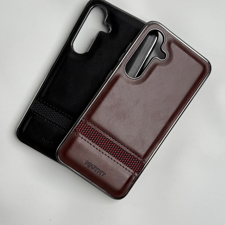 Samsung Galaxy S23 Cloth Stripe PU Leather Side Chrome Case Cover