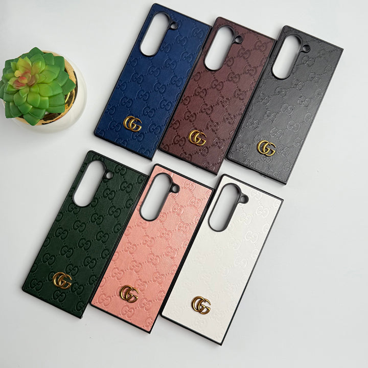 Samsung Galaxy Z fold 5 Luxury GG Fashion Leather Brand Case Cover