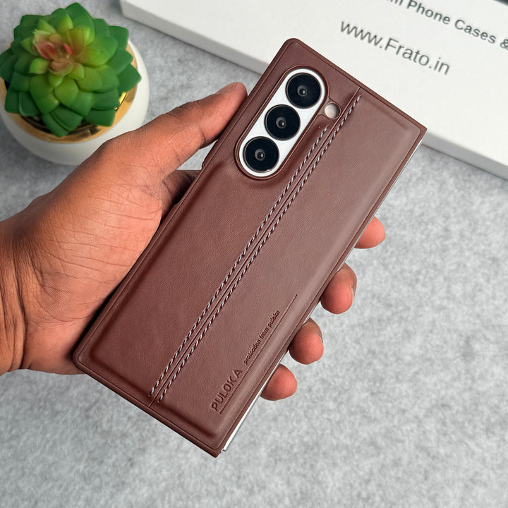 Samsung Galaxy Z Fold 6 PU Leather Middle Stitch Case Cover