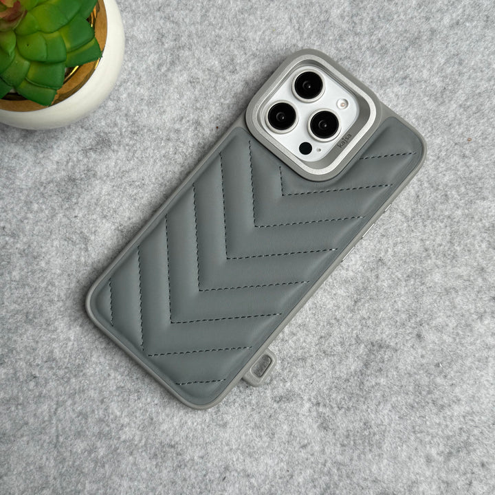iPhone 15 Pro Max PUFF Leather Metallic Camera Frame Case Cover