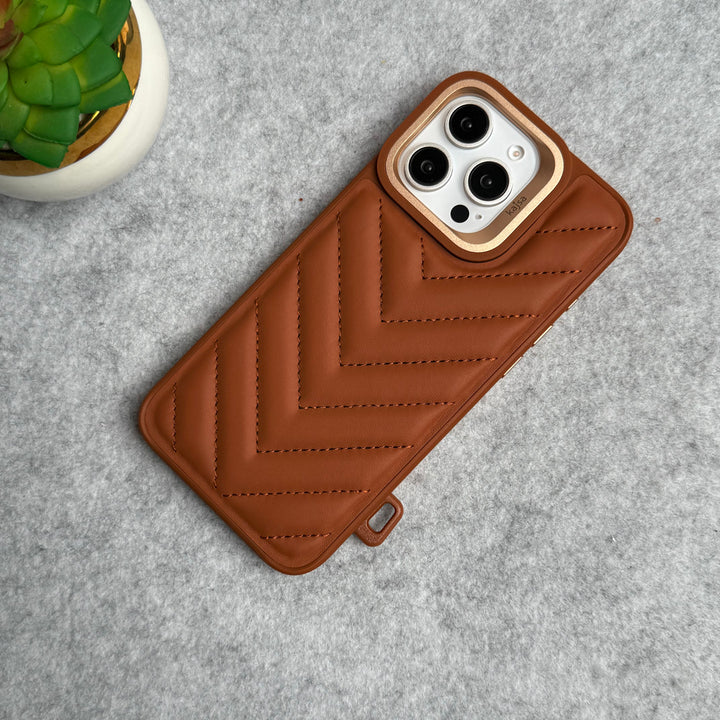 iPhone 15 Pro Max PUFF Leather Metallic Camera Frame Case Cover