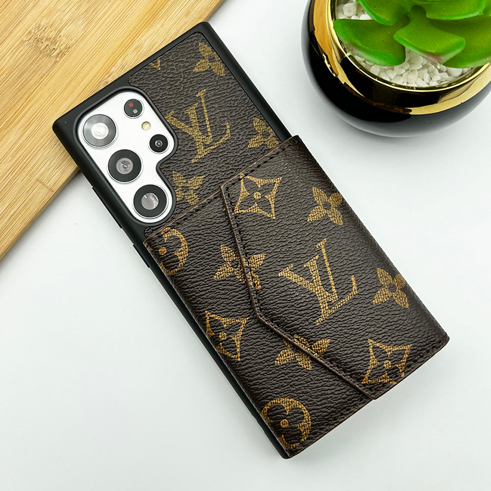 Samsung Galaxy S23 Ultra Luxury Brand Leather Wallet Card Holder Case Cover