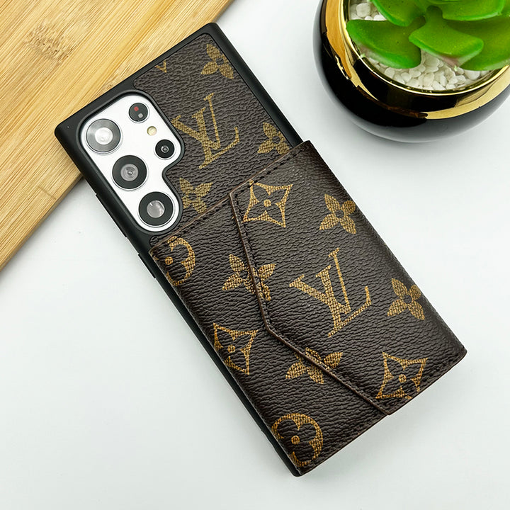Samsung Galaxy S23 Ultra Luxury Brand Leather Wallet Card Holder Case Cover