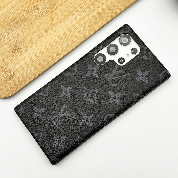 Samsung Galaxy S23 Ultra Luxury Brand Leather Phone Case ( Black )