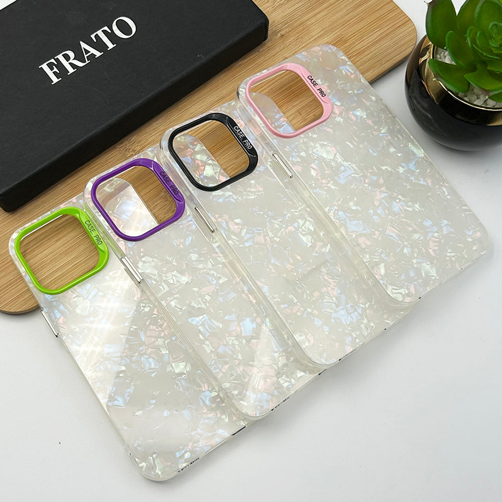 iPhone Glossy Marble Glitter Shell Pattern Hard Case Cover