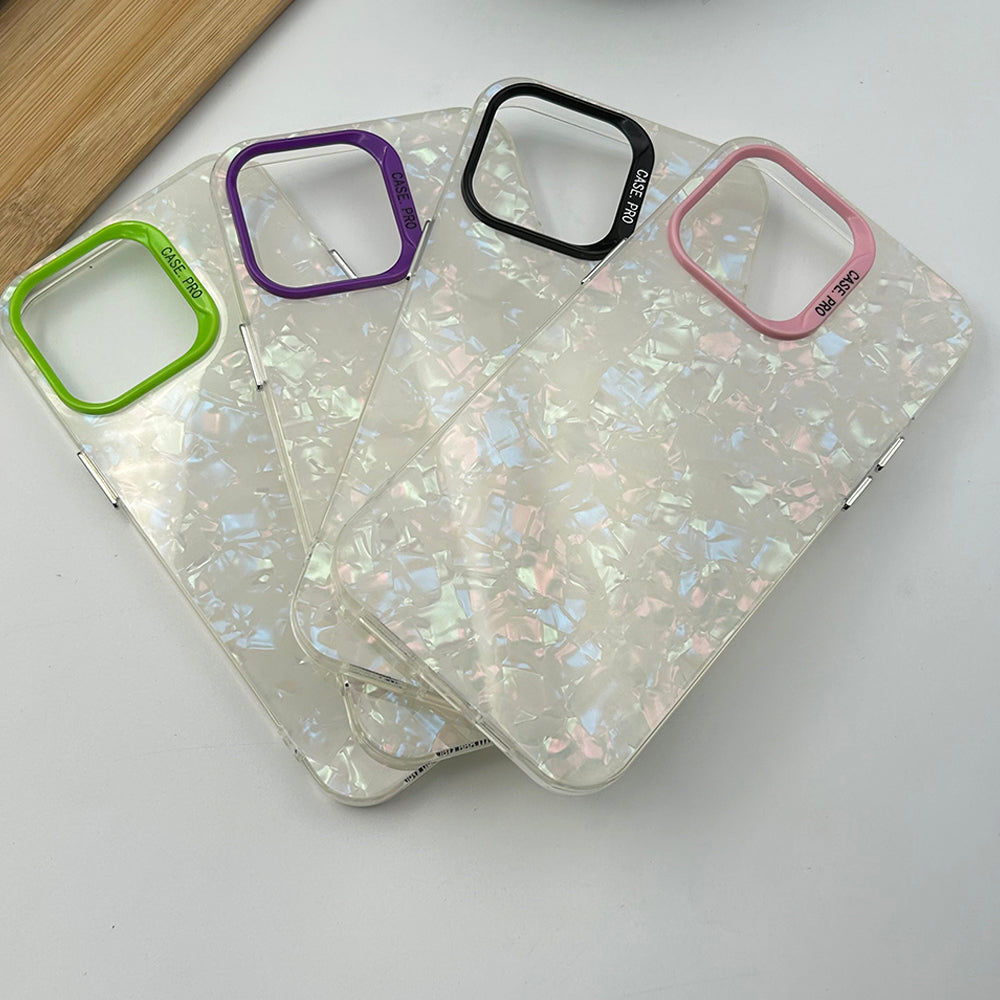 iPhone Glossy Marble Glitter Shell Pattern Hard Case Cover