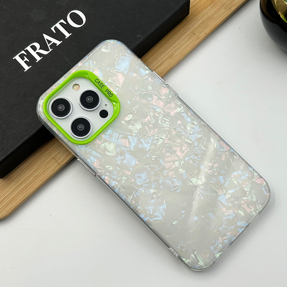 iPhone Glossy Marble Glitter Shell Pattern Hard Case Cover