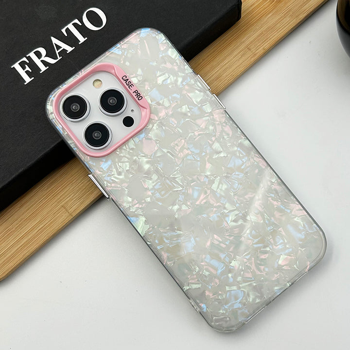 iPhone Glossy Marble Glitter Shell Pattern Hard Case Cover