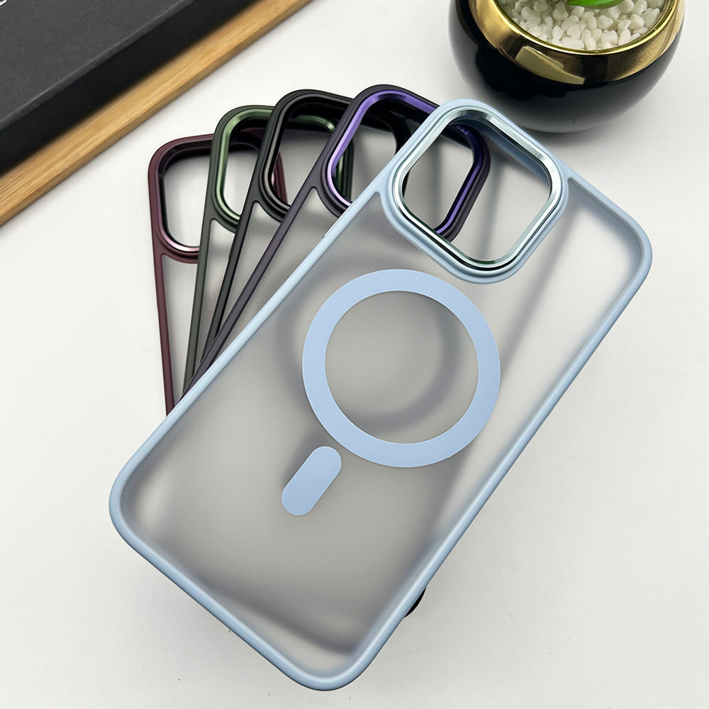 iPhone 15 Series Frosted Matte Metal Ring Camera Protection Magsafe Case Cover