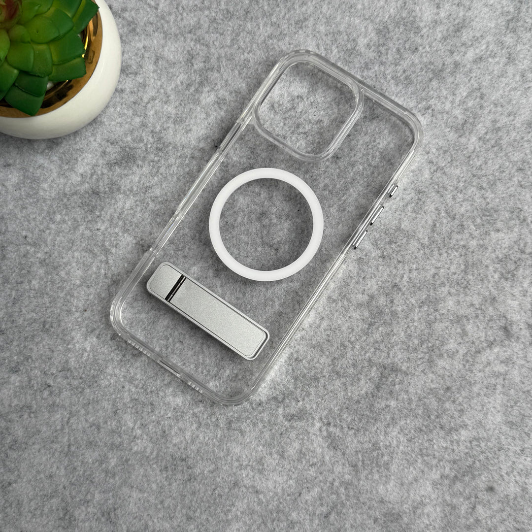 iPhone Transparent Bottom Metal Stand MagSafe Supported Case Cover