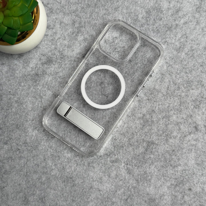 iPhone Transparent Bottom Metal Stand MagSafe Supported Case Cover