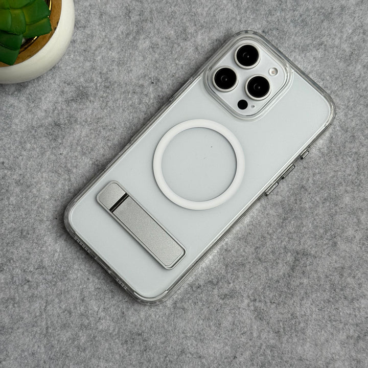 iPhone Transparent Bottom Metal Stand MagSafe Supported Case Cover