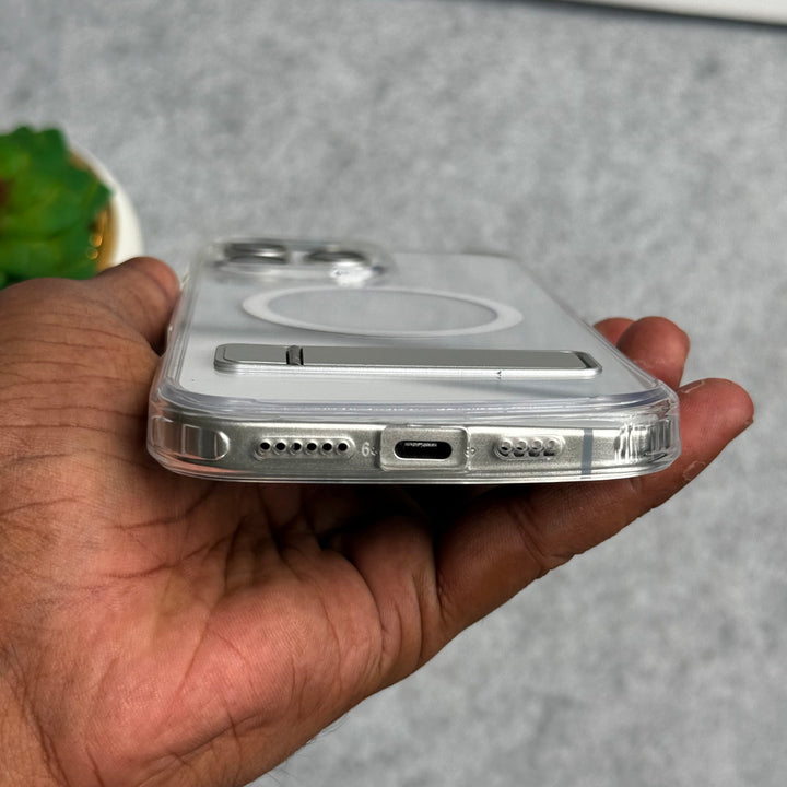 iPhone Transparent Bottom Metal Stand MagSafe Supported Case Cover