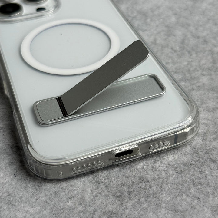 iPhone Transparent Bottom Metal Stand MagSafe Supported Case Cover