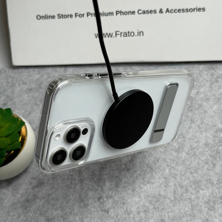 iPhone Transparent Bottom Metal Stand MagSafe Supported Case Cover