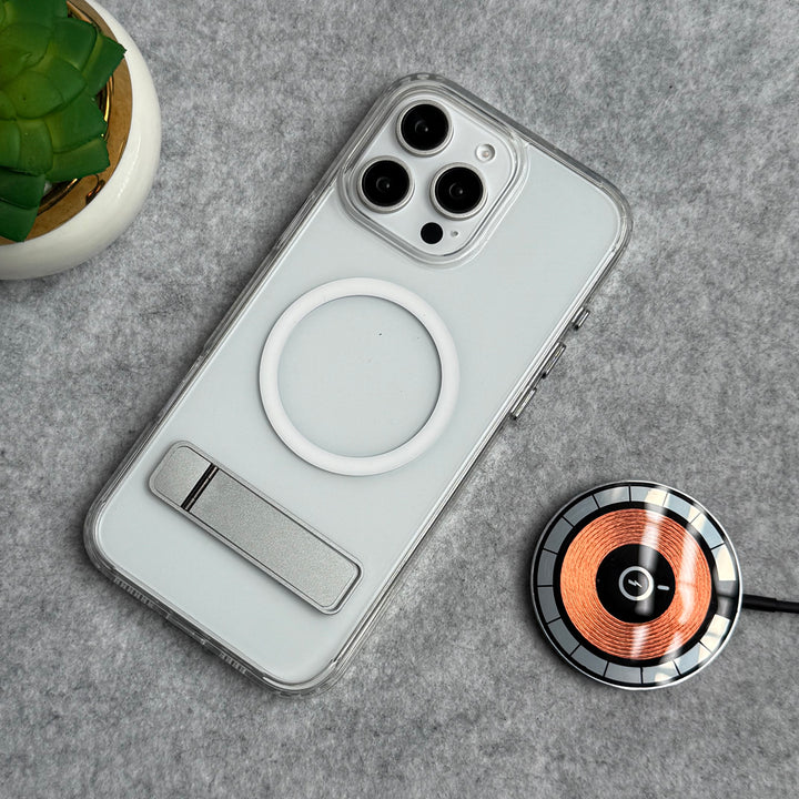 iPhone Transparent Bottom Metal Stand MagSafe Supported Case Cover