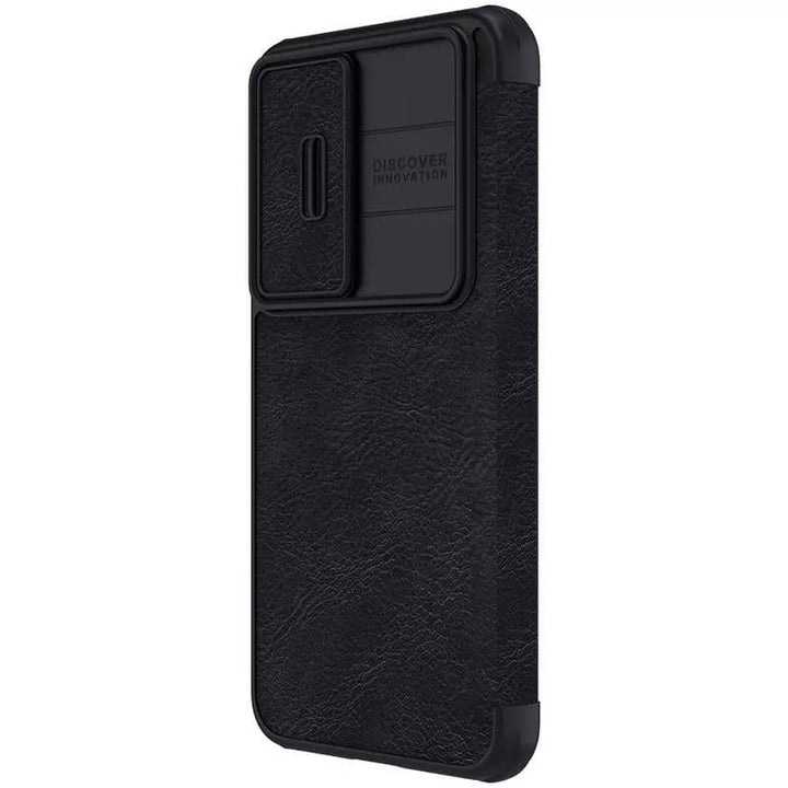 Samsung Galaxy S23 Camera Protection QIN Leather Flip Case Black