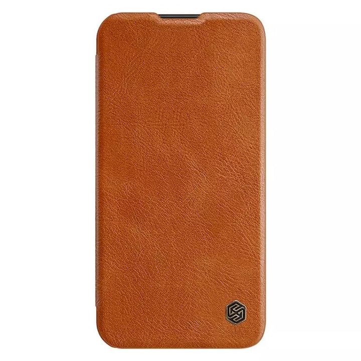 Samsung Galaxy S23 Camera Protection QIN Leather Flip Case Brown