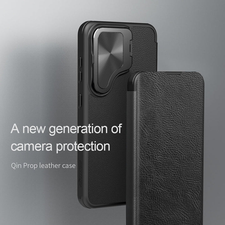 Samsung Galaxy S24 Nillkin Qin Prop Leather Case Cover Black