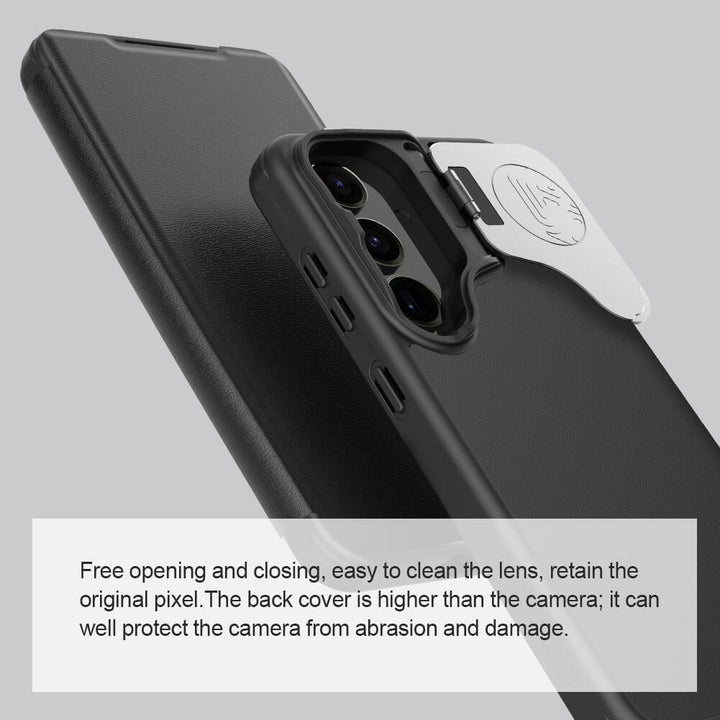 Samsung Galaxy S24 Nillkin Qin Prop Leather Case Cover Black