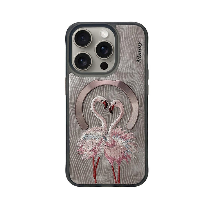 iPhone Premium 3D Luxury Embroidered Animal Series Leather MagSafe Case Cover