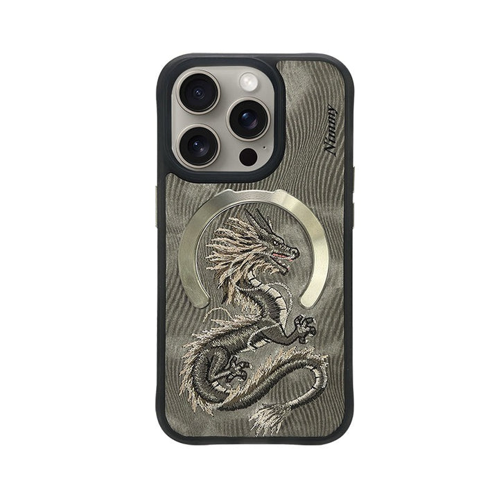 iPhone Premium 3D Luxury Embroidered Animal Series Leather MagSafe Case Cover
