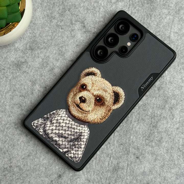 Samsung Galaxy S25 Ultra 3D Embroidery Teddy Case (Black)
