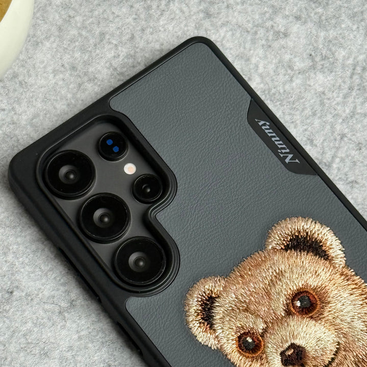 Samsung Galaxy S25 Ultra 3D Embroidery Teddy Case (Black)