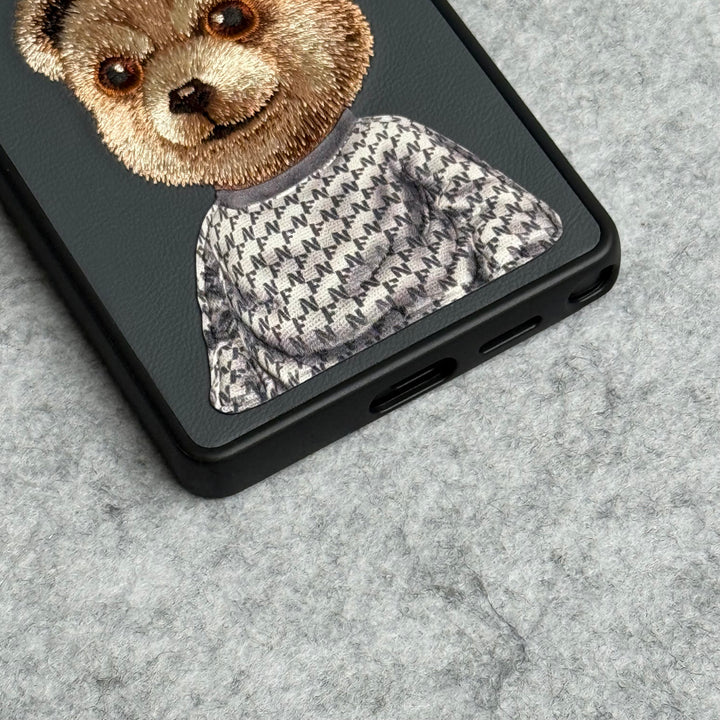 Samsung Galaxy S25 Ultra 3D Embroidery Teddy Case (Black)