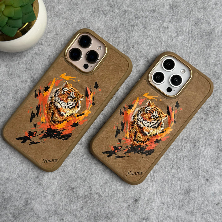 iPhone 16 Pro Max / iPhone 16 Pro Wild Animal 3D Embroidery Tiger Face MagSafe Case