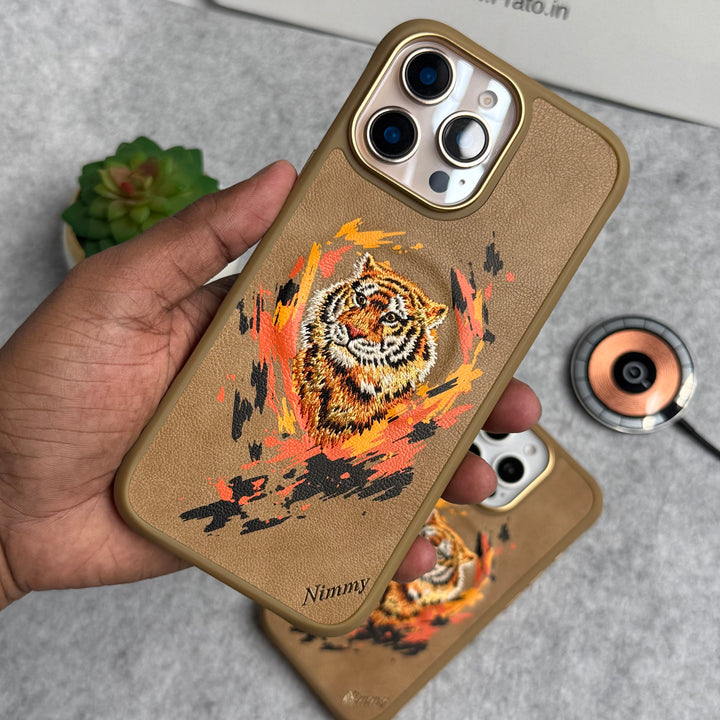 iPhone 16 Pro Max / iPhone 16 Pro Wild Animal 3D Embroidery Tiger Face MagSafe Case