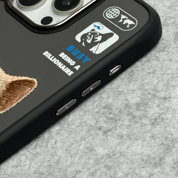 iPhone 16 Pro Max / iPhone 16 Pro 3D Embroidery Dog Silver Zipper Jacket Case